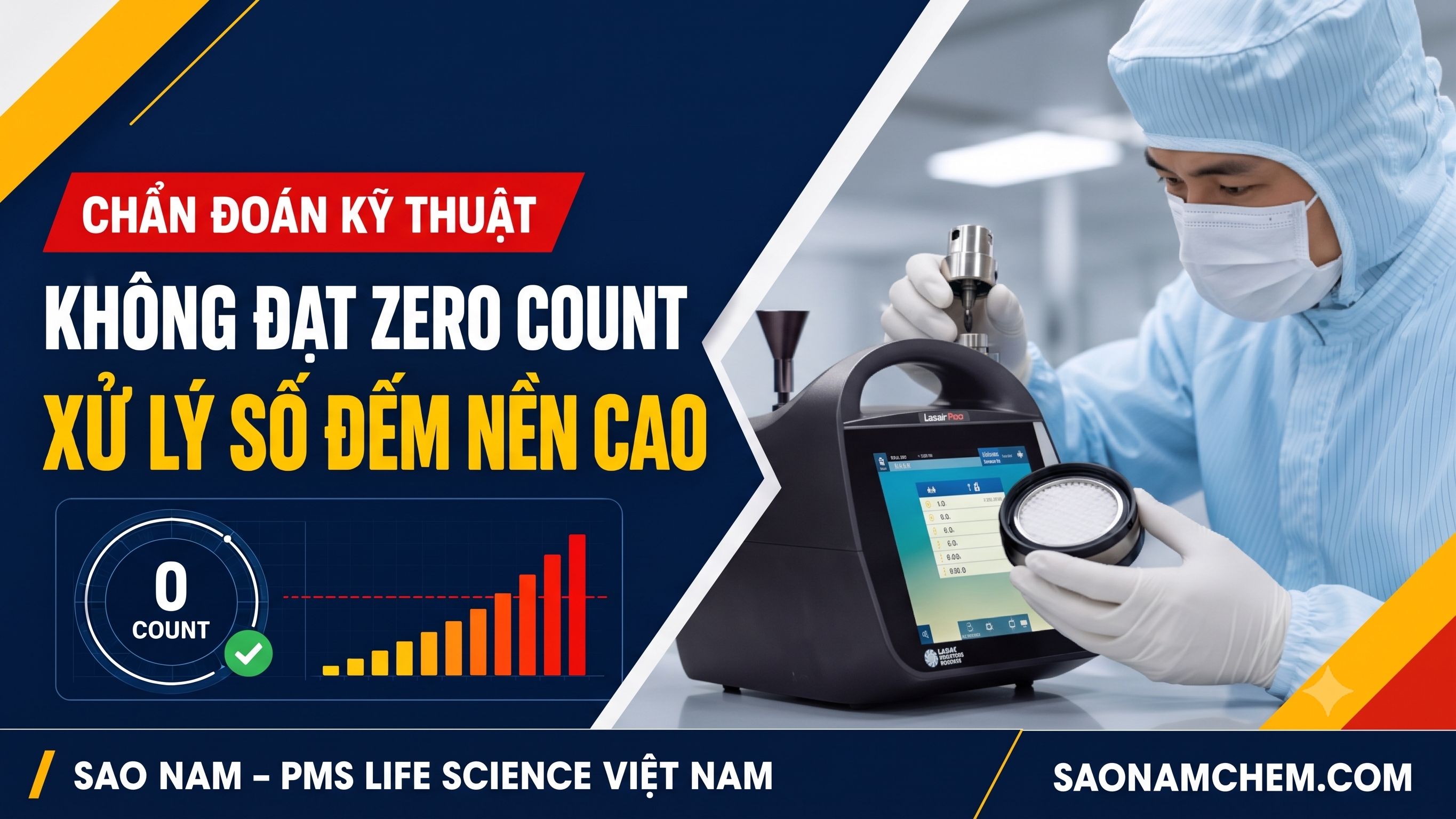 Máy đếm tiểu phân PMS không đạt zero count: xử lý số đếm nền cao thế nào?